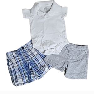 Carter's and Osh Kosh 18-month Bundle Polo Bodysuit & 2 Pair of Shorts